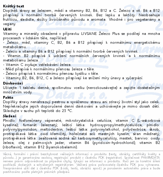 LIVSANE Železo Plus tbl.60