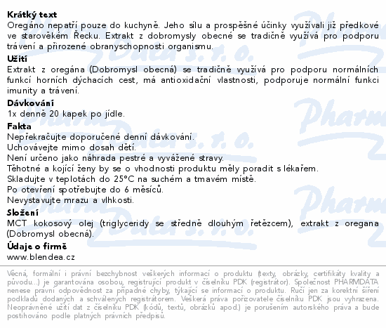 Blendea Oregáno olejové kapky 30ml