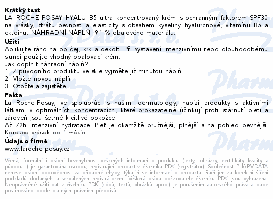LA ROCHE-POSAY HYALU B5 krém SPF30 náplň 50ml
