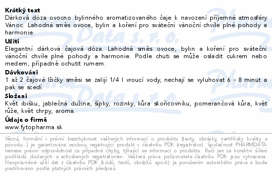 Tichá noc vánoční čajová dóza 120g Fytopharma