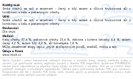 Mixit Oříšky sezam mix Sezam a růžová sůl 150g