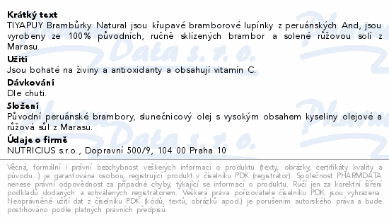 TIYAPUY brambůrky Natural se solí 142g