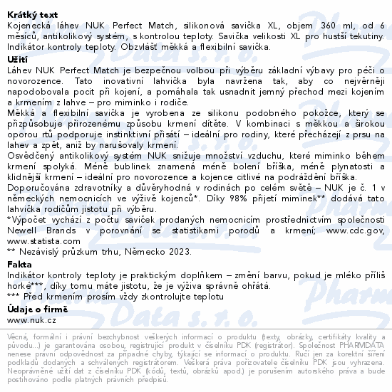 NUK Perfect Match láhev XL 360ml 6+m