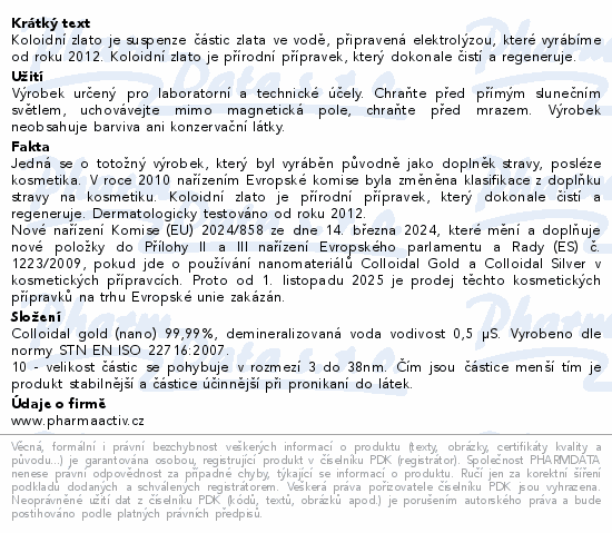 Koloidní zlato 10ppm 300ml