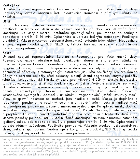 BIO BIONE Rozmarýnový elixír vlasová maska 260ml