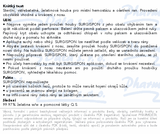Surgispon nasal strips 40x10x10mm 5ks