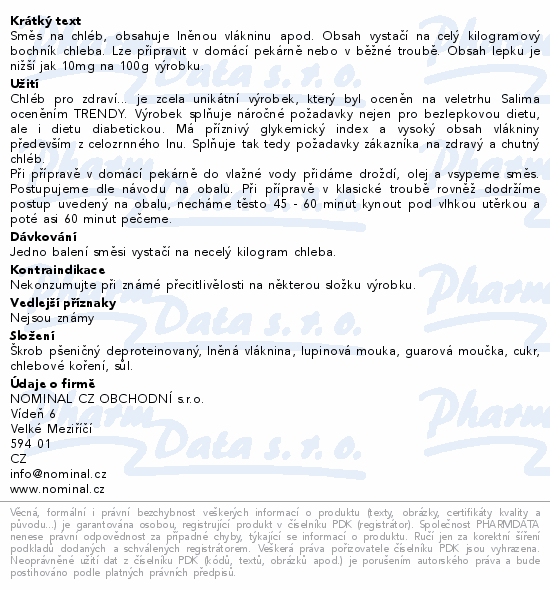 Nominal směs na chléb s lněnou vlákninou 500g