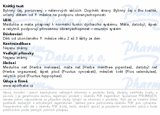 Apotheke BIO Dětský čaj s rakytníkem 20x1.5g