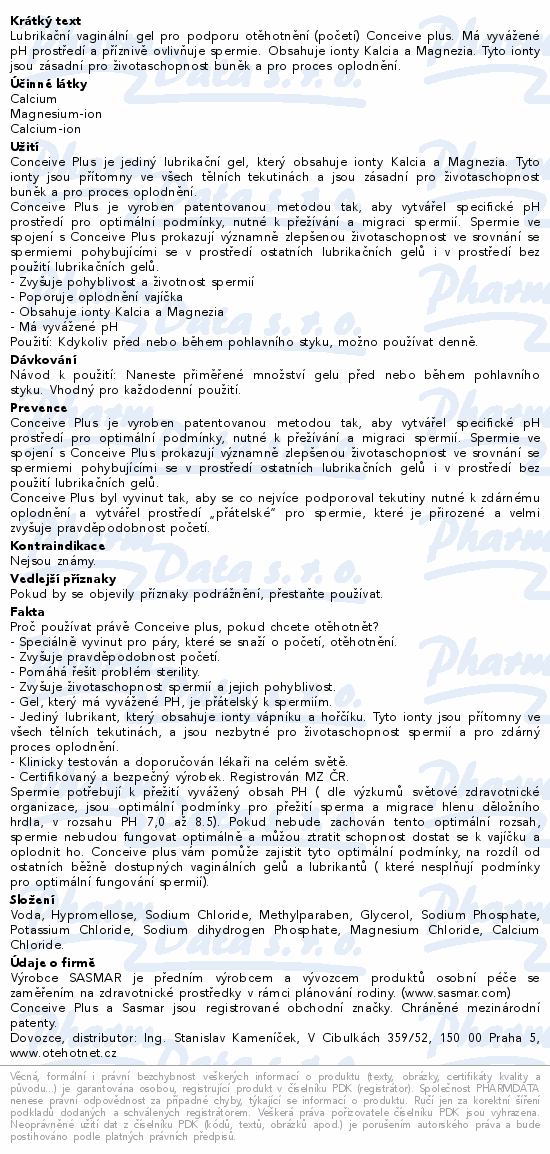 Conceive Plus lubrikační gel podpora početí 75ml