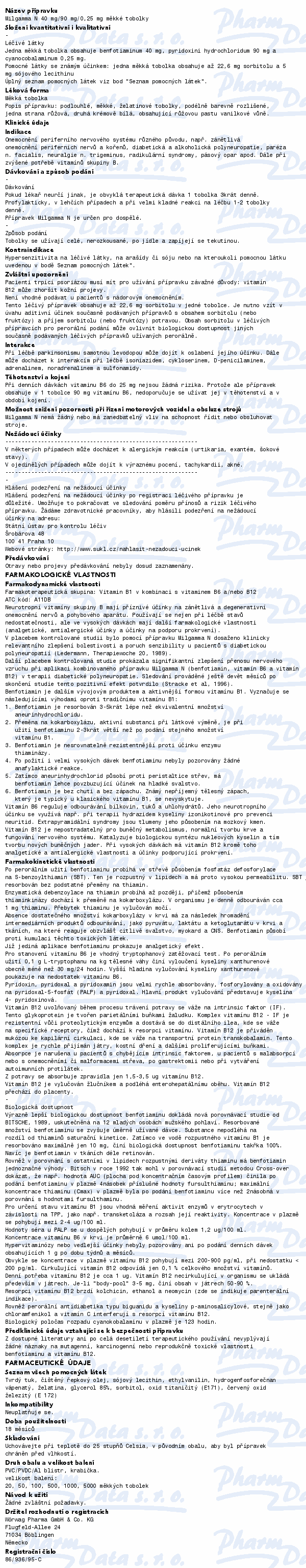 Milgamma N 40mg/90mg/0.25mg cps.mol.20